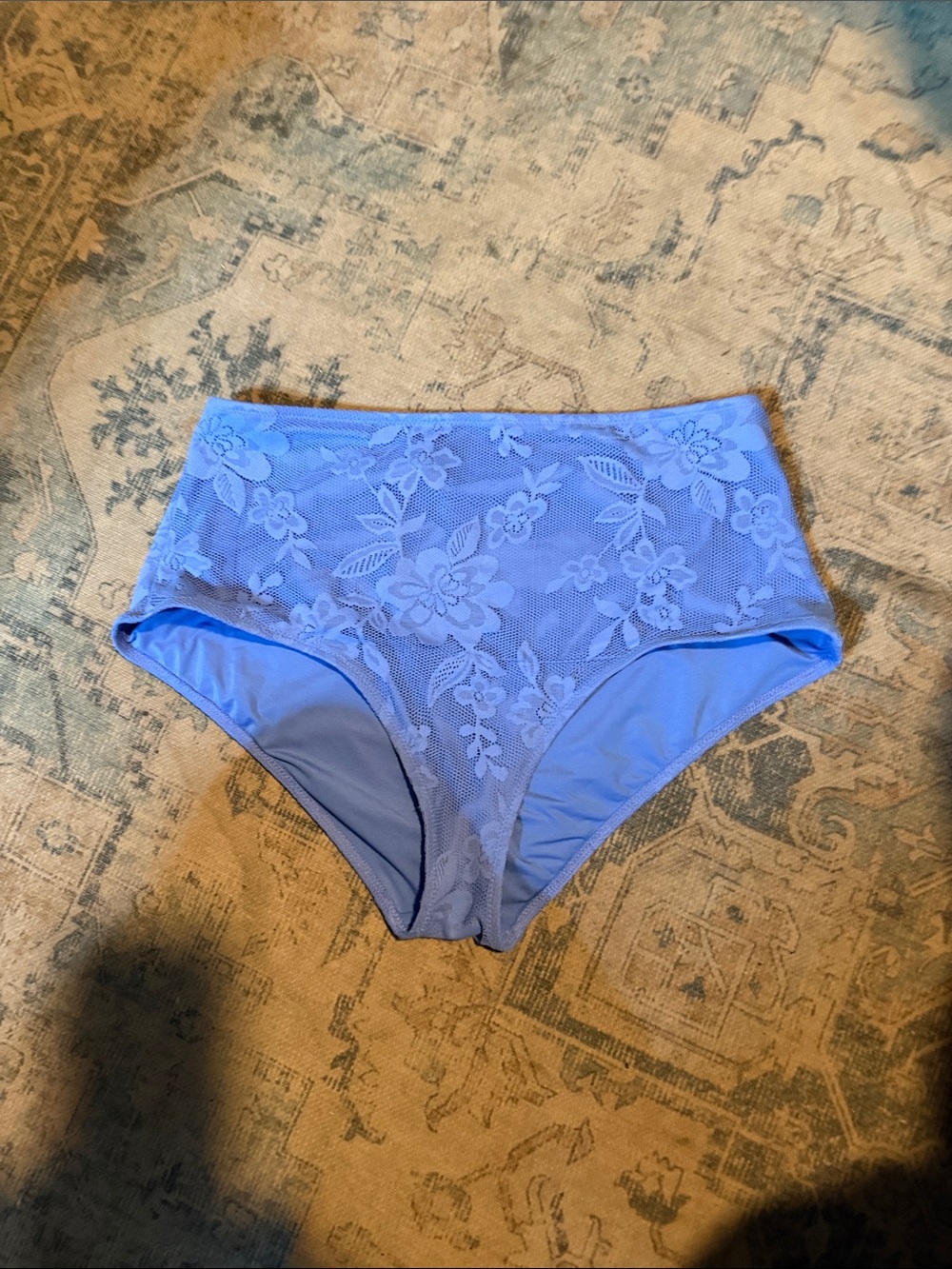 aerie High-Waist Lace Overlay Shorts - Periwinkle Blue